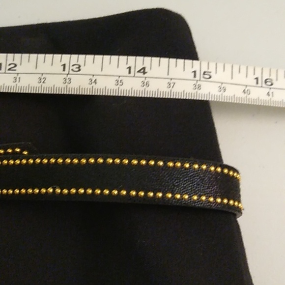 A. BYER WIDE DROP WAIST,  FLARE, GOLD ACCENTED BOW BELT, ZIP BACK MINI SKIRT - Picture 5 of 8